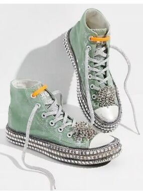 New Nan-Ku Embellished Sneakers Free People in Aloe